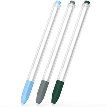 Imagem de JOOSKO Pacote com 3 capas compatíveis com Samsung Galaxy Tab S7/S7+/S7 FE/S8/S8+/S8 Ultra/S9/S9+/S9 Ultra Pencil Case S Pen, design clássico, capa protetora de silicone (azul celeste, cinza, verde