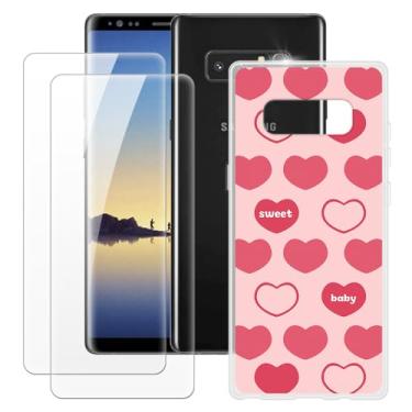 Imagem de MILEGOO Capa para Samsung Galaxy Note 8 + 2 peças protetoras de tela de vidro temperado, capa de TPU de silicone macio à prova de choque para Samsung Galaxy Note 8 (6,3 polegadas)