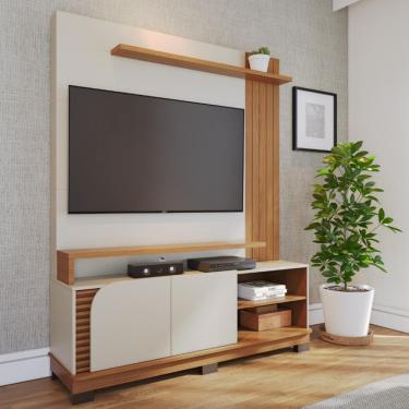 Imagem de Estante Home para TV até 65 Polegadas 1 Porta Jurerê 1.5 Colibri - Off White Matte/Freijo