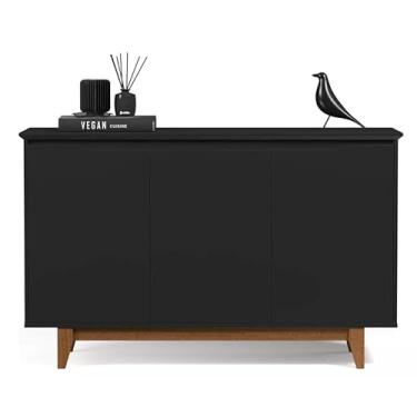 Imagem de Aparador Buffet Armário 3 Portas Versátil Cores - Rede M (Preto)