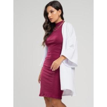 Imagem de Casaco Kimono Overzide Moletinho Manga Longa Feminino Moda Casual-Feminino