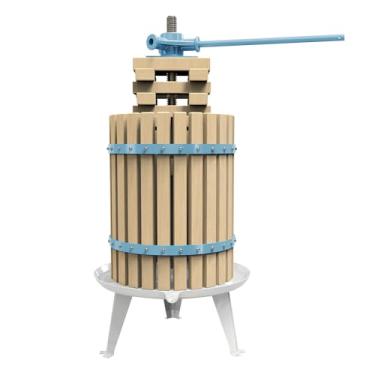 Imagem de SQUEEZE master Cesto de madeira maciça de frutas e maçã vinho prensado clássico azul-4,75 galões/18 L - espremedor tradicional vintage - barra com alça para suco, vinho, cidra - 1 saco de filtro