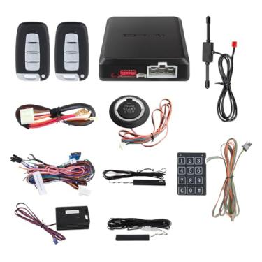 Imagem de EASYGUARD EC002-K-NS Kit de alarme inteligente para carro com entrada sem chave passiva, trava automática, destrava automaticamente a porta do carro, inicialização remota, botão de partida e sensor de choque com senha de toque