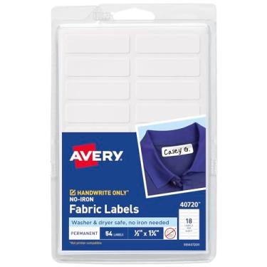 Imagem de Etiquetas de tecido Avery 40720, sem usar ferro, 1,27 x 4,4 cm