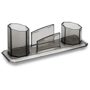 Imagem de trio porta caneta/clips/lembrete fume