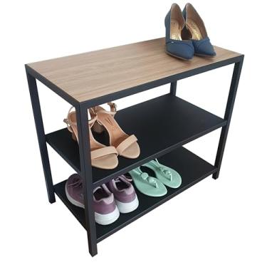 Imagem de Banco Sapateira Strassis Design SD-3503-60 Metal e MDF Cor: Preta