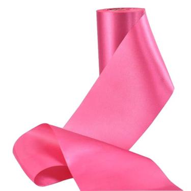 Imagem de Fita de cetim de cor sólida, sem rugas, fita de tecido sedoso para cerimônia de corte, faixas, cadeira, mesa, carro, laços, artesanato, costura, decoração de festa de casamento (rosa 10 cm de largura)