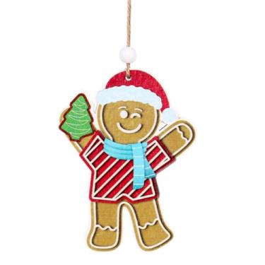 Imagem de menolana Enfeite de árvore de Natal de boneco de gengibre pendurado enfeite de bola de natal decorativo decoração de árvore de natal para festa guirlanda, Segurando a árvore de Natal