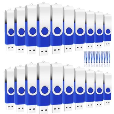 Imagem de Flash Drives USB de 8 GB, pacote com 50, pen drive giratório EASTBULL USB2.0, unidades USB de metal, armazenamento dobrável (azul, 50 unidades)