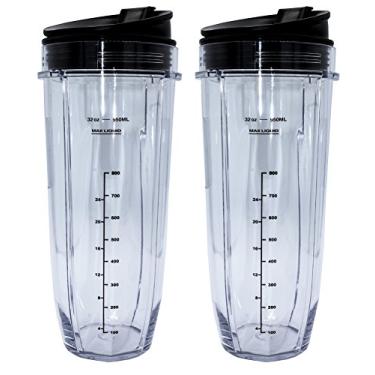 Imagem de Blendin Pacote com 2 copos de 947 g com tampas Sip N, compatível com Nutri Ninja Auto-iQ 1000W e Duo Blenders