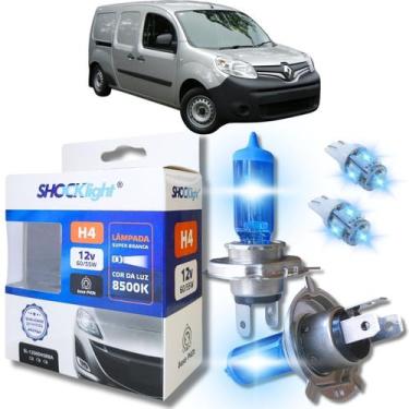 Imagem de Kit par lâmpadas super branca conector h4 8500k shocklight + par leds 