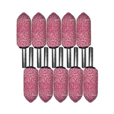 Imagem de Kit 10 Ponta Montada A-11 Rosa Pedra Para Retifica Haste 1/4  Pirulito