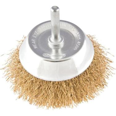 Imagem de Escova Copo Ondulada 3 Haste 1/4 Aço Carbono Latonado 4500 - Vonder