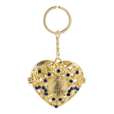 Imagem de Chaveiro Católico Coração Nossa Senhora Aparecida 5.5cm - Taimes