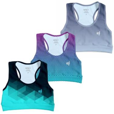 Imagem de Kit 3 Cropped Academia Feminino Fitness Top Treino Confortável Estampa