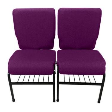 Imagem de 02 Cadeiras para Igrejas c/ Porta Biblía e Porta Cálice Roxo - Design 