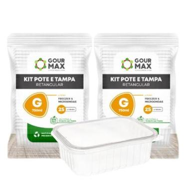 Imagem de Kit Potes Descartáveis Marmita Freezer Microondas 750ml 48un - Gourmax