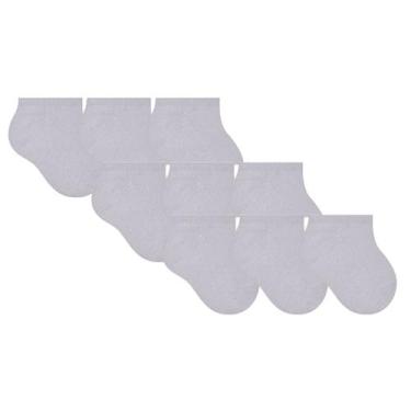 Imagem de Kit Com 9 Pares Meias Bebê Sapatilha Cano Curto Selene, Branco, P - 17