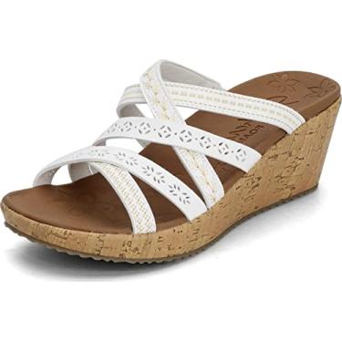 Imagem de Skechers Sandália anabela feminina, Branco, 10