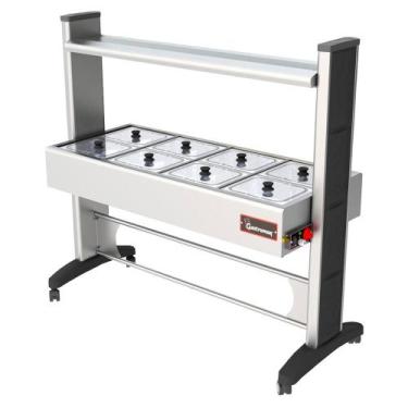 Imagem de Buffet Frio Gelo X Gastromaq Super Luxo Inox 8 Cubas Tampa Vidro Cober