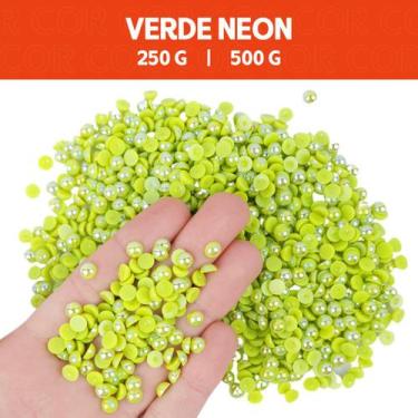 Imagem de Meia Pérola Irisada Verde Neon - 02 - Pacote com 500/250 Gramas  - 06 
