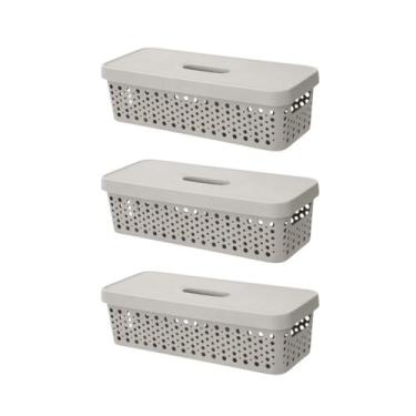 Imagem de Kit Conjunto 3 Caixa Moderna Organizador 3,6 Litros Com Tampa Decorati