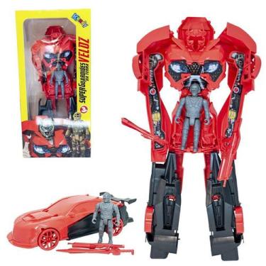 Imagem de Brinquedo Carro Vermelho Grande Robô Transformer com Boneco - Kendy