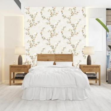 Imagem de Papel de Parede Floral Vintage Maça - Rolo com 10 Metros  Revestimento