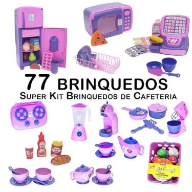 Imagem de Kit Café Infantil Registradora Geladeira Microondas  77pç - Altimar