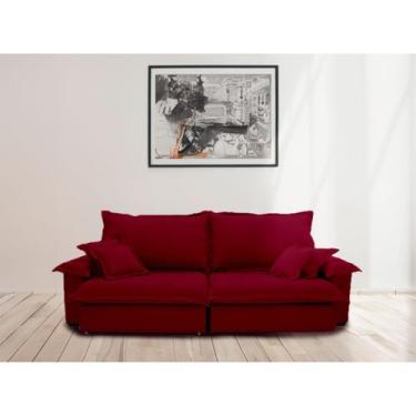 Imagem de Sofá Paris 2.60m Retrátil e Reclinável Super Pillow -vinho - Sofistica