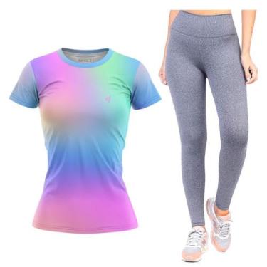 Imagem de Kit Calça Legging Preta e Cinza Empina Bumbum  Lisa Blusa Feminina Aca