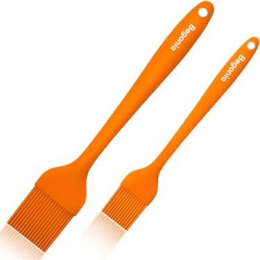 Imagem de Pincel de silicone Begonia para cozinhar, 2 pincéis de alimentos resistentes ao calor de 25 + 20 cm para assar, grelhar, cozinhar e espalhar óleo (laranja)