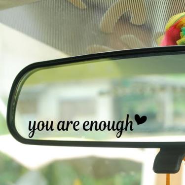 Imagem de Cus2mize - 3 adesivos para espelhos retrovisores de carro You are Enough, adesivos de espelho de vaidade, decalques à prova d'água de carro, para mulheres e meninas - CR17 (You are Enough, preto)