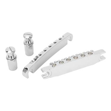 Imagem de Guitarra Elétrica LP Preta Roller Saddle Bridge Endpiece Conjunto de Liga de Zinco para SG Parte Com Espaçamento de Cordas 52mm 10,4x5 (Prata)