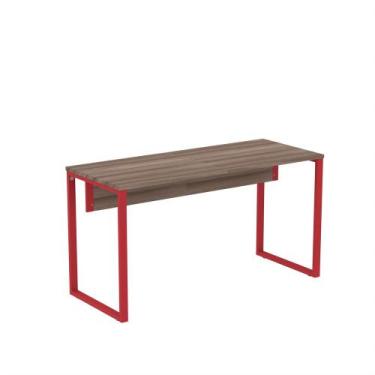 Imagem de Mesa Diretora Tubular P25 Pandin 1,7 M Walnut e Vermelho