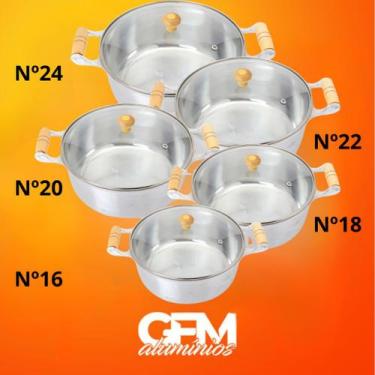 Imagem de Jogo de Panelas 5 Peças da 16 a 24 em Alumínio Batido Polido com Tampa