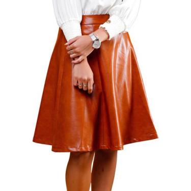 Imagem de Saia Alfaiataria Em Couro - Juvenil Moda Evangélica - Kakalu Giovanile