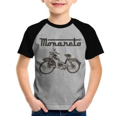 Imagem de Camiseta Raglan Infantil Ciclomotor Monareta - Foca na Moda, Cinza, Pr