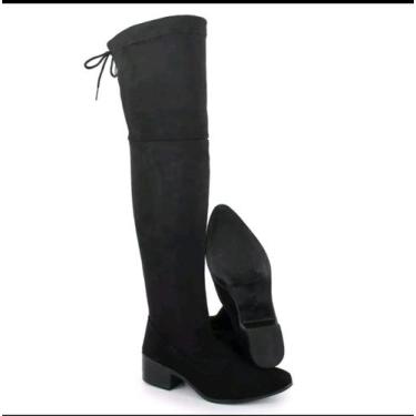 Imagem de Bota Meia De Amarrar Cano Longo De Camurça - BR2, Preto, 36