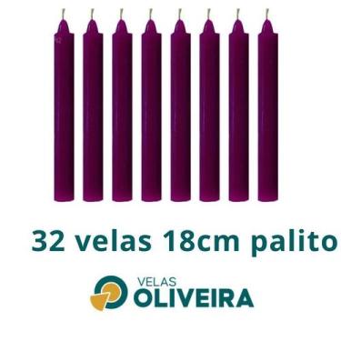 Imagem de Vela Palito Roxo 32 Unidades 18cm 15,8 - (Por Kilo) 100% Parafina - Ve