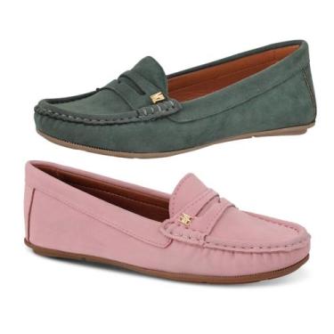 Imagem de Kit 2 Mocassins em Camurça Femininos Super Confort - Novo Hábito, Verd