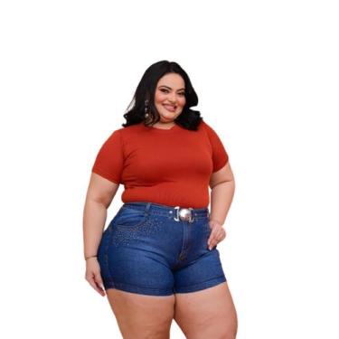 Imagem de Shorte plus size jeans lycra com brilho - TRÊS CORAÇÕES, Destroyd, 52