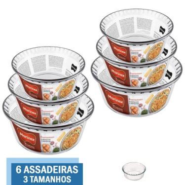 Imagem de 6 Peças Forma Suflê Travessa Vidro 2 De Cada Tamanho Marinex - Nadir F