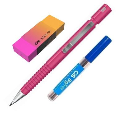 Imagem de Kit Lapiseira Tecnocis 2.0mm Rosa + Grafite + Borracha Move