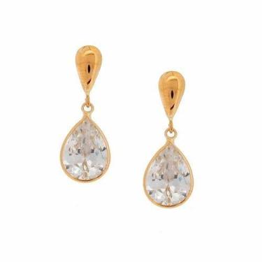 Imagem de Brinco Gota Em Ouro 18k (750) Com Zircônia - DG Presentes