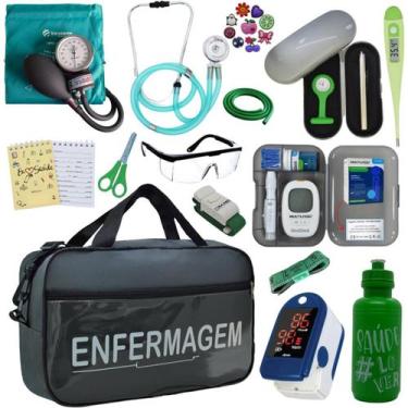 Imagem de Kit Enfermagem Academico Aparelho Pressao Bolsa Estetoscópio Top  - PR