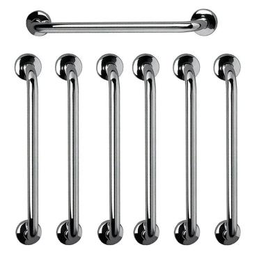 Imagem de Barra de Apoio 60cm Aço Inox Kit 7 Unidades Idoso Cadeirante Gestante Criança Segurança Banheiro Box Acessibilidade Corrimao Escada Parede Suporte