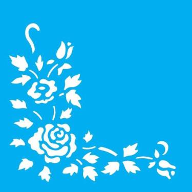 Imagem de Stencil Opa 14 X 14 cm - Cantoneira Rosas - 983 - Opa Criando Arte