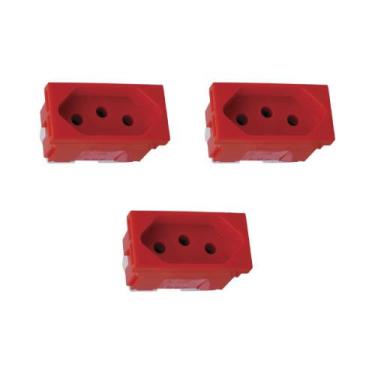 Imagem de Kit 3 Modulo Tomada 20A 250V Pb 680161 Vermelho Zeffia Pial - Legrand