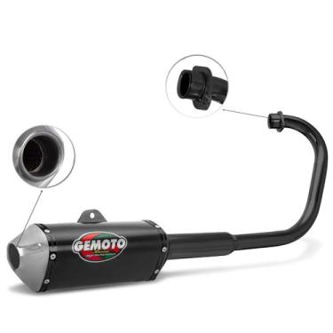 Imagem de Escapamento Esportivo Gemoto Racing 3 Trioval Curva Preta Moto Honda T